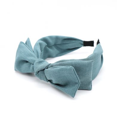 Denim Large Bow Linen Look Headband by Peace of Mind